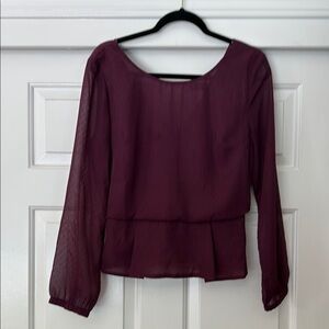 Astr Red Long Sleeve Peplum Blouse